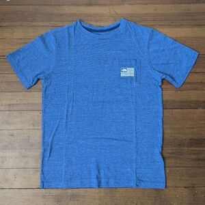 Boys The North Face Blue Graphic Short SleeveTee With American Flag And A Pocket